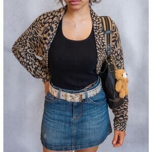 Vintage Y2K Love Tease NWT Animal Print Sheer Ruched Long Sleeve Shrug Large